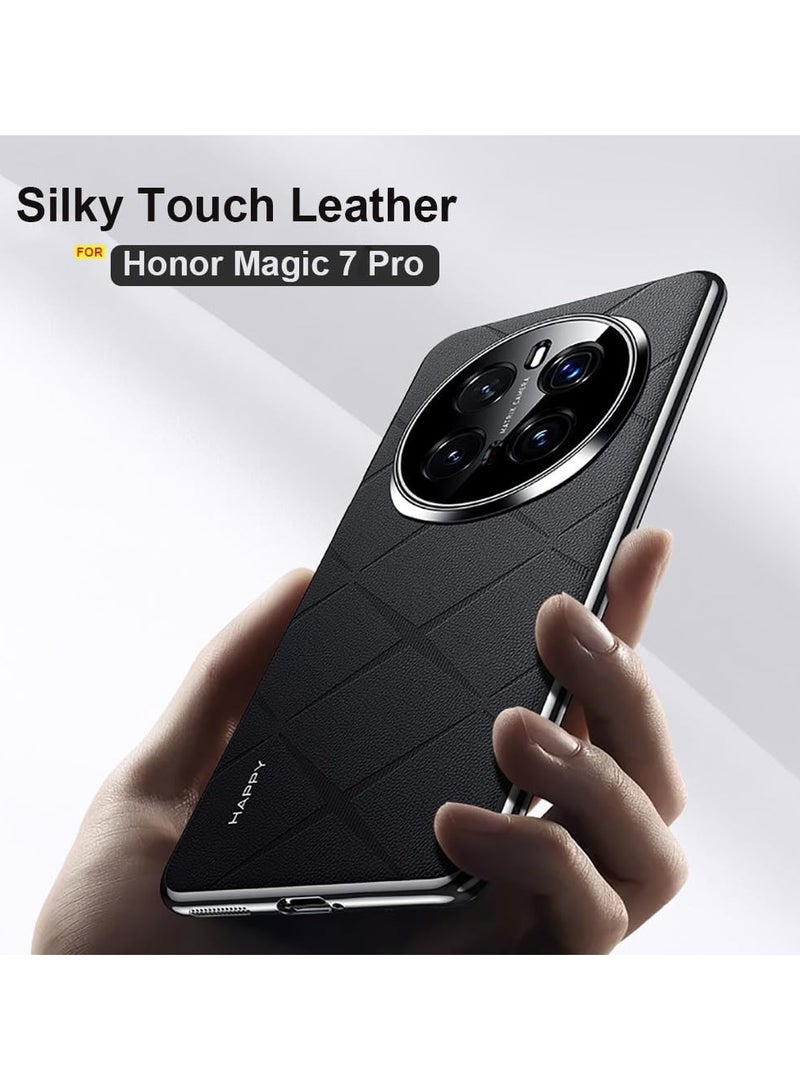general Shell compatible with Honor Magic 7 Pro 5G shell, luxury plain leather plated frame anti-fingerprint anti-drop camera lens protection anti-shock cover - Image 2