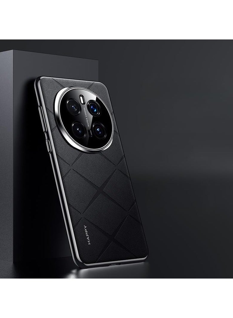 general Shell compatible with Honor Magic 7 Pro 5G shell, luxury plain leather plated frame anti-fingerprint anti-drop camera lens protection anti-shock cover - Image 1