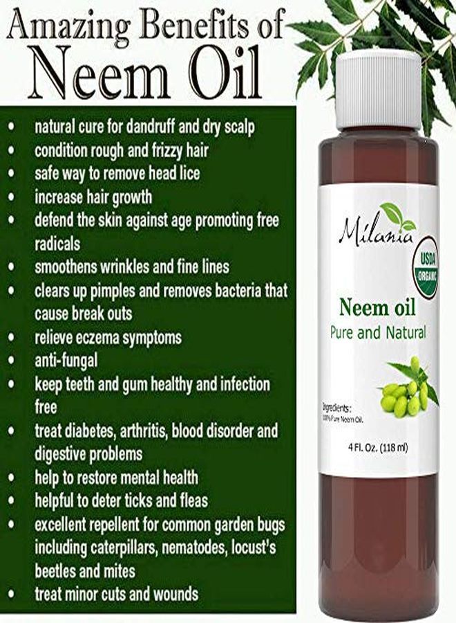 MILANIA Organic Neem Oil Virgin, Cold Pressed, Unrefined 100% Pure Natural Grade A. Excellent Quality. Same Day Shipping(4 Fl. Oz.) - Image 3