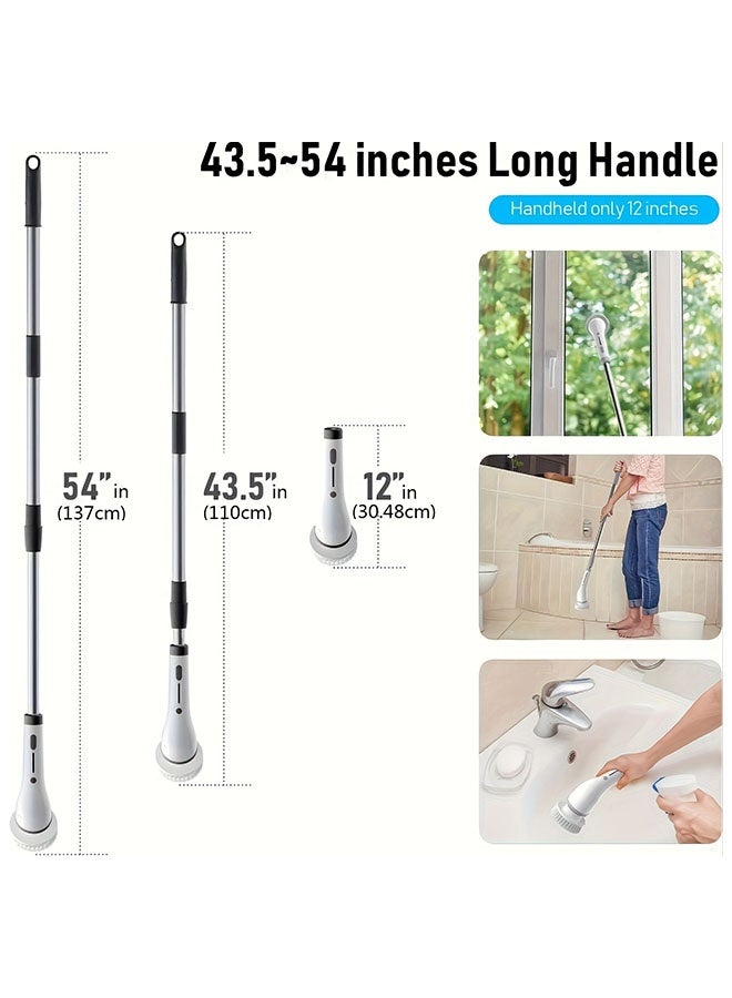 8 في 1 كسوة كهربائية للغسل سرعة مزدوجة قابلة للضبط كسوة لاسلكية قابلة للضبط وكسوة قابلة للفصل 9 كسوة قابلة للاستبدال تمسح الرؤوس حتى 420 لفة في الدقيقة لأرضية، حمام، حوض - Image 2