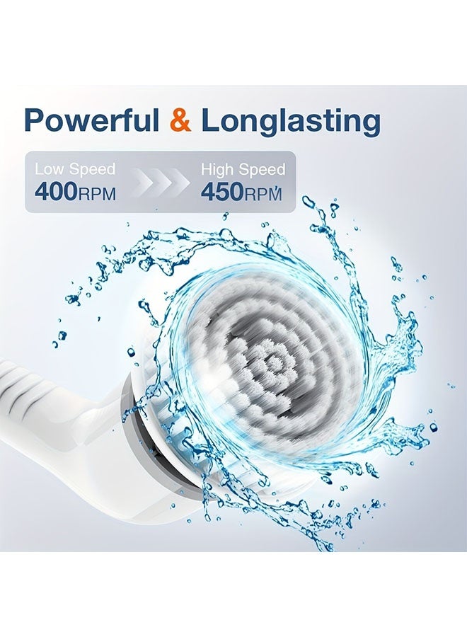 8 في 1 كسوة كهربائية للغسل سرعة مزدوجة قابلة للضبط كسوة لاسلكية قابلة للضبط وكسوة قابلة للفصل 9 كسوة قابلة للاستبدال تمسح الرؤوس حتى 420 لفة في الدقيقة لأرضية، حمام، حوض - Image 5