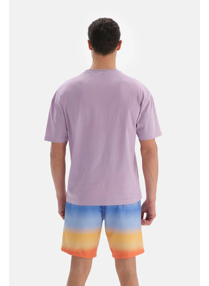 داجي Lilac O Neck Printed T-Shirt