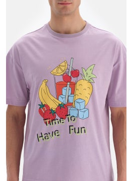 dagi Lilac O Neck Printed T-Shirt  - Image 4