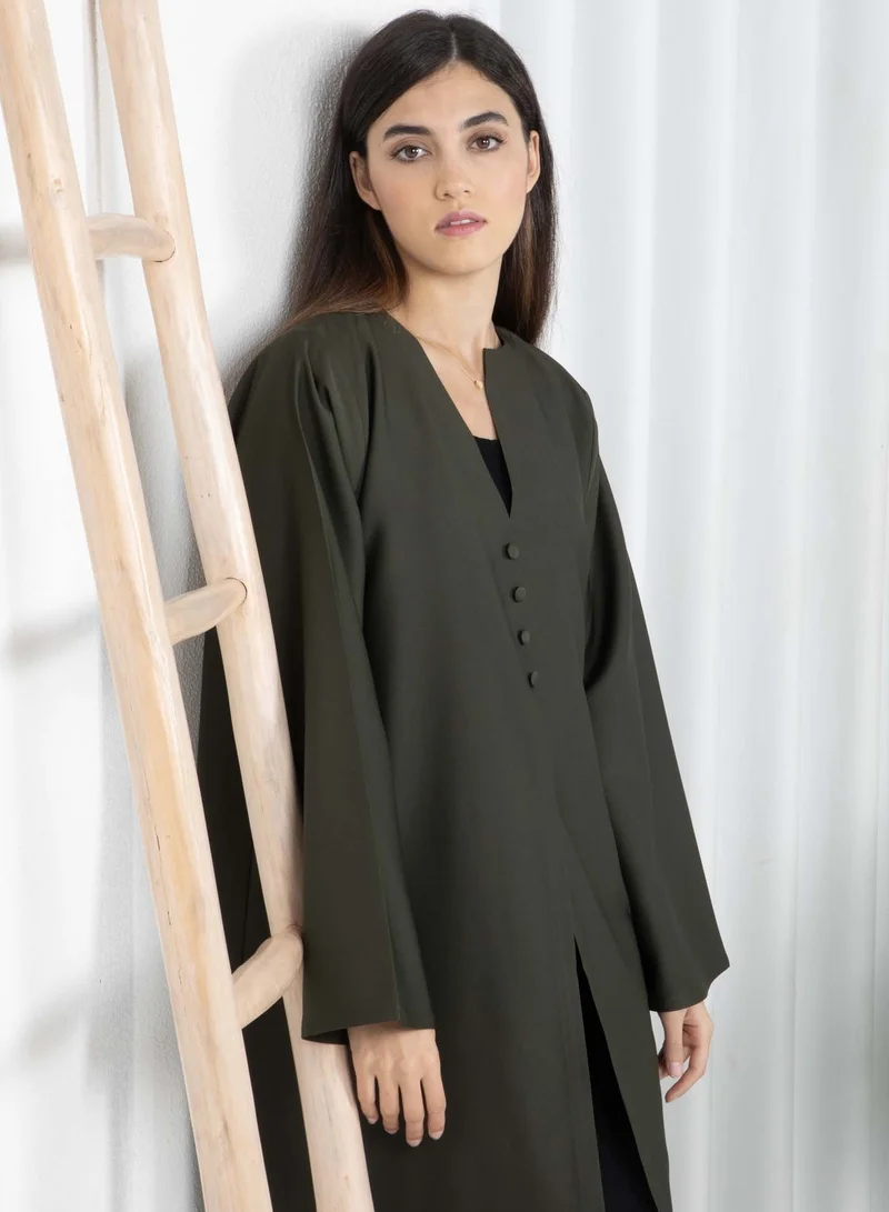 MSquare Fashion Dark Green Barbie Crepe Abaya with Matching Sheila