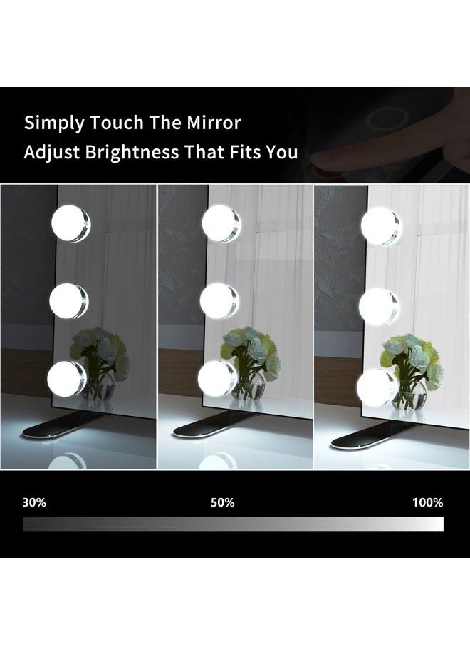 BEAUTME Vanity Mirror with Lights, Lighted Makeup Mirror with 14 Dimmer Bulbs, 2 Color Lighting Mode, Touch Control, Tabletop or Wall Mounted for Bedroom,Dressing Room,Balck 23.6" X 20"  - Image 4