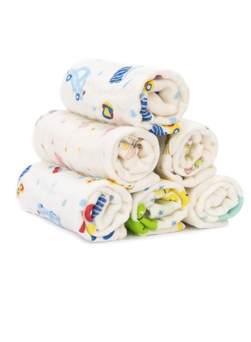 Excefore 6 PCS Baby Bath Set Baby Face Cloth,Newborn Baby Clothes Baby Wipes For Newborn, Wash Cloths for Face & Body, Organic Baby Wipes, Soft Baby Towels, Baby Wash Cloth (Random Pattern)  - Image 1
