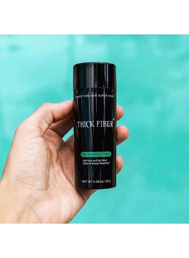 Thick Fiber ألياف شعر سميكة لتخفيف الشعر والبقع الصلعاء (أسود، عبوة من 3) - زجاجة 25 جرام - تخفي تساقط الشعر في ثوانٍ - مسحوق شعر للنساء والرجال - Image 2