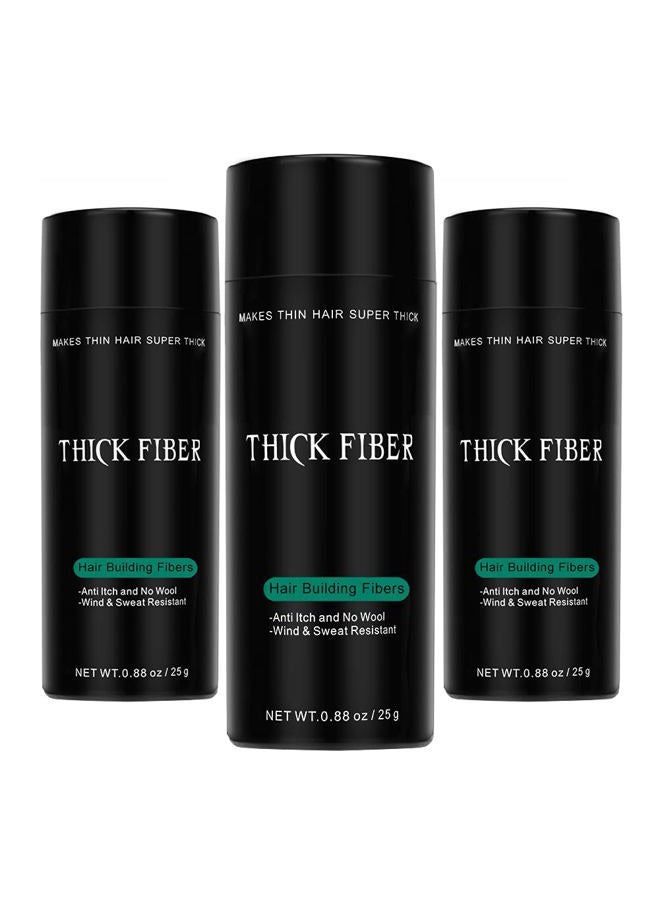 Thick Fiber ألياف شعر سميكة لتخفيف الشعر والبقع الصلعاء (أسود، عبوة من 3) - زجاجة 25 جرام - تخفي تساقط الشعر في ثوانٍ - مسحوق شعر للنساء والرجال - Image 1