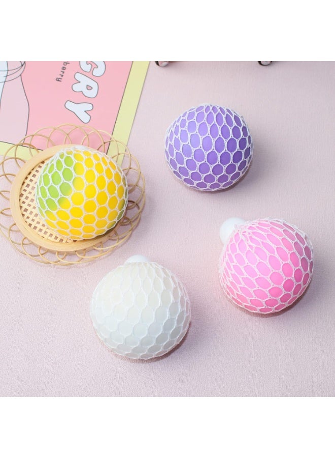 Squeeze mesh balls pastel colors fidget toys pack of 4 ideal for return gifts party favors and birthday party for kids