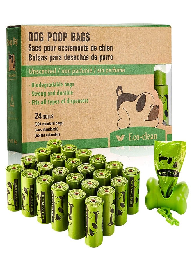 Eco Clean ECO-CLEAN Dog Poop Bags, 24 Rolls/360 Bags with Dispenser, Dog Waste Bags, Unscented, Leak-Proof, Easy Tear-Off - Image 1