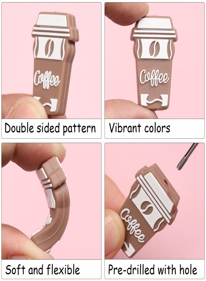 Ebristar Silicone Focal Beads, 20 Pcs Coffee Theme Silicone Focal Beads Bulk for Pens, Silicone Charm Beads Accessory Kit for Beaded Pens, Keychain Making & DIY Handmade Crafts - Image 4