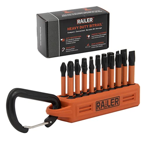 Railer 20pc Screwdriver Bit Set - Premium S2 Steel 2" Phillips, Robertson Square, Torx & Flat Head Impact Driver Bit Set With A Storage Bit Holder & Carabiner - Image 1