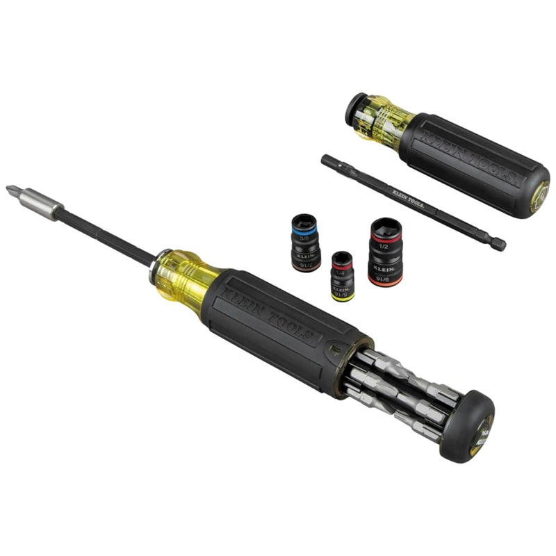 Klein Tools 80083 Impact Driver Kit with 7-in-1 SAE Impact Socket Set and 14-in-1 Multi-Bit Adjustable Length Screwdriver, 2-Piece - Image 1