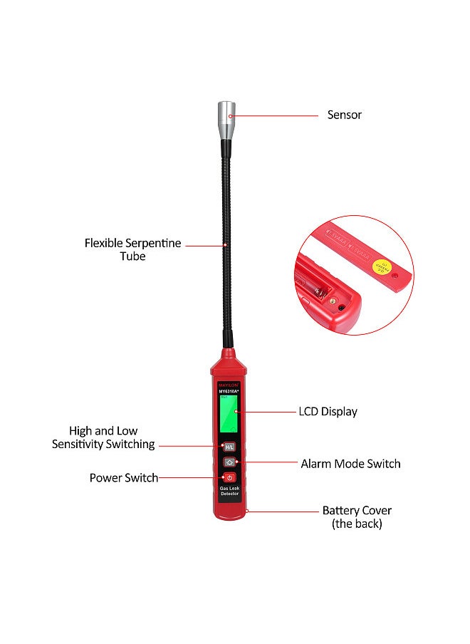 MAYILON Gas Leak Detector Natural Gas Detector with 8-inch Probe Propane Leak Detector Checking Combustible Gas Leaks Like Natural Gas Propane Methane Gasoline  - Image 4