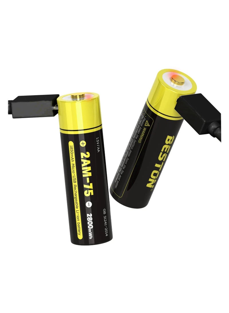 BESTON Beston Rechargeable AA Battery 1.5V Micro USB - Pack of 2 - Image 2