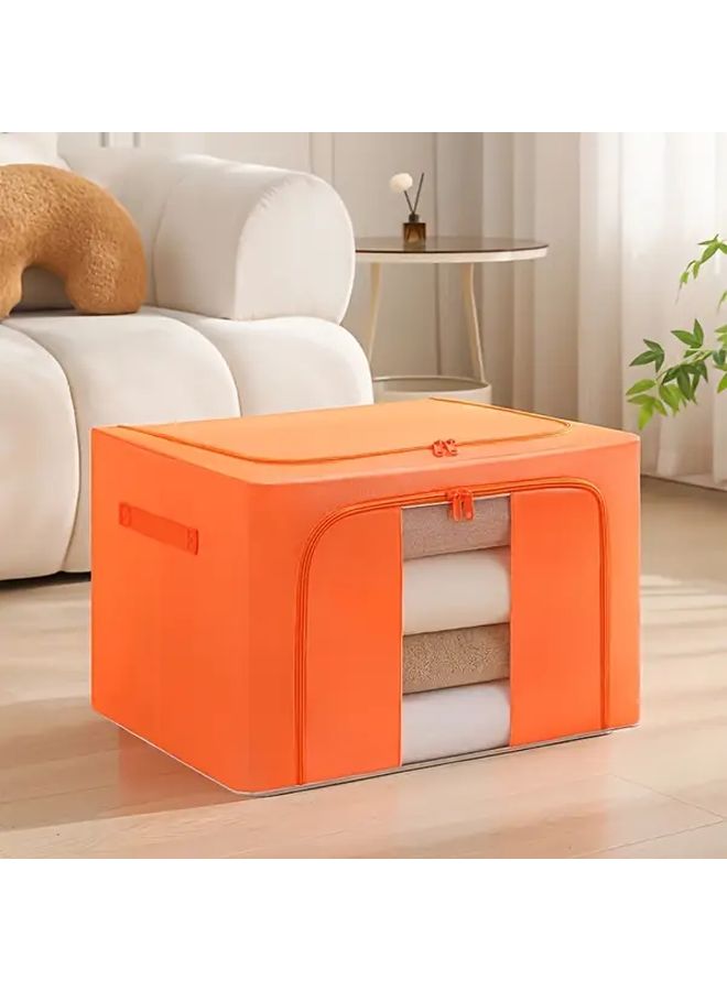 Large Capacity Morandi Fabric Wardrobe Storage Box 24L Orange Foldable Organizer - Image 1