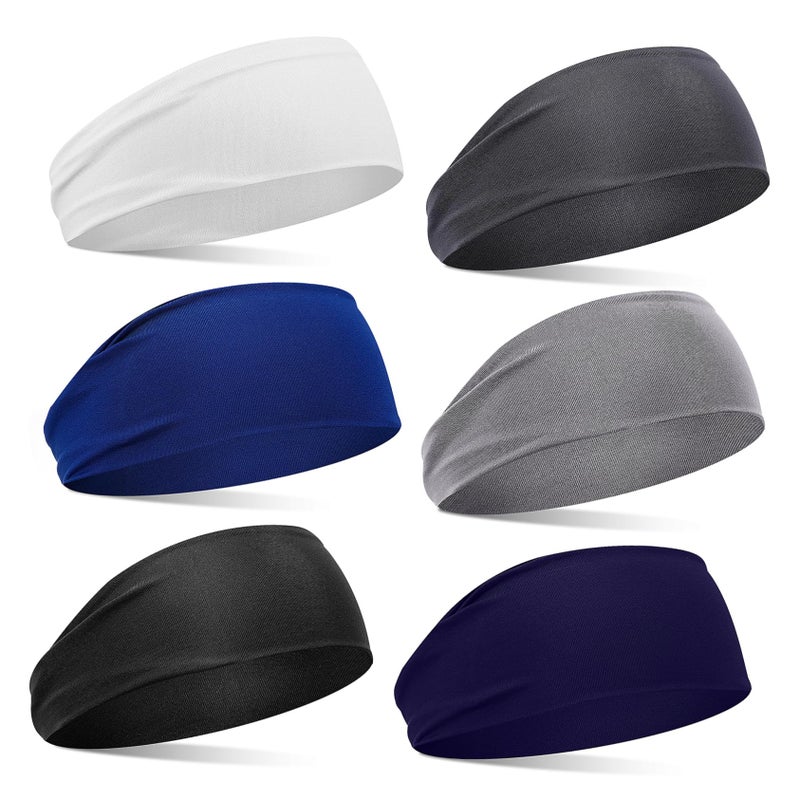 6 Pack Kids Sports Headbands Stretchy Moisture Wicking Non Slip For Running Soccer Basketball - Image 2