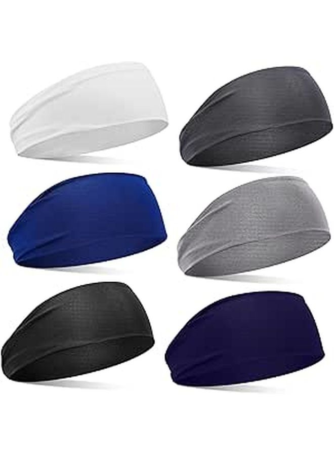 6 Pack Kids Sports Headbands Stretchy Moisture Wicking Non Slip For Running Soccer Basketball - Image 1