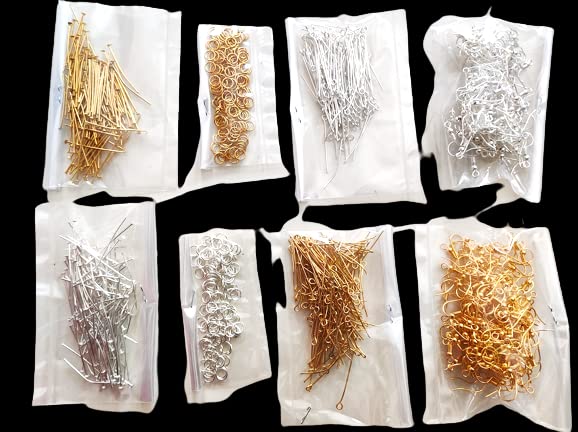 Teraiya's Teraiya's Jewellery Making Kit for Jewellery Making | Bracelate | Necklace |Golden and Silver Head pin |Eye Pin |Small Jump Rings | Earring Hook (100 pcs Each Total -800 pcs)  - Image 2