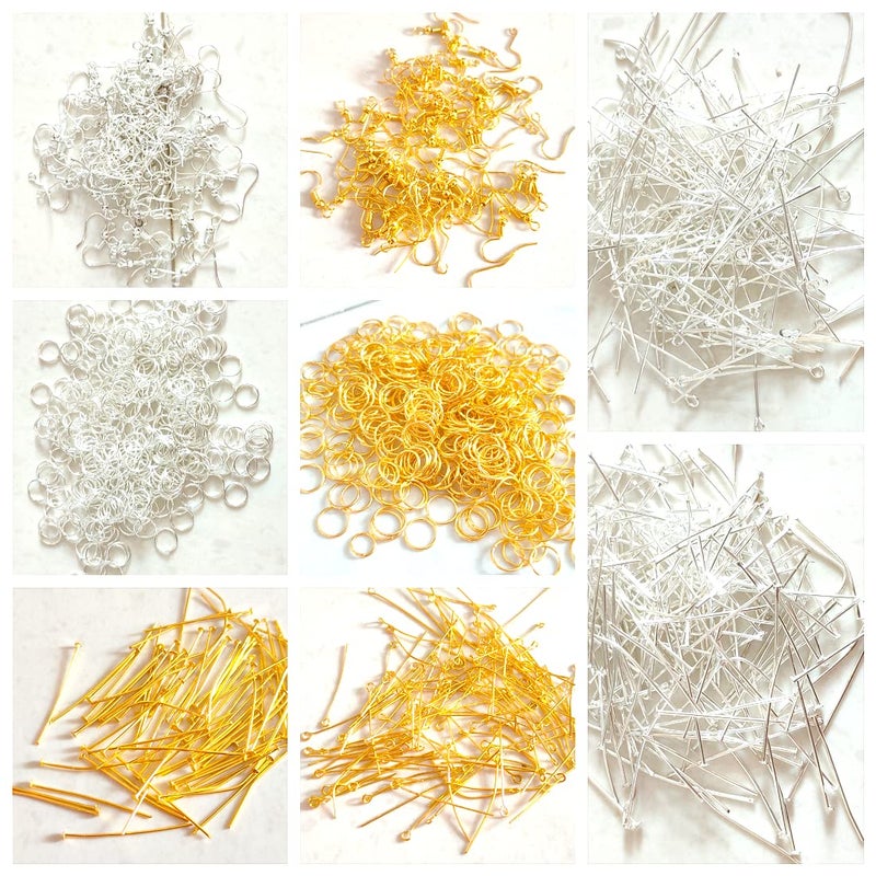 Teraiya's Teraiya's Jewellery Making Kit for Jewellery Making | Bracelate | Necklace |Golden and Silver Head pin |Eye Pin |Small Jump Rings | Earring Hook (100 pcs Each Total -800 pcs)  - Image 4