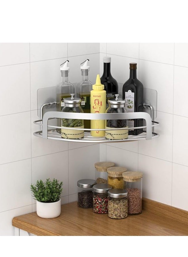 Shower Caddy Corner, Bathroom Corner Shower Shelfs, Adhesive Wall Mounted Shower Caddy with 4 Movable Hooks, Rustproof Stainless Steel Bathroom Shower Organizer, No Drilling Wall Mount 2-Pack - Image 3