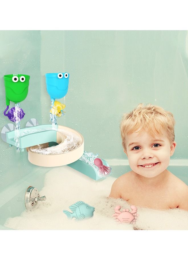 GROIC Kids Bath Toys Slide Splash Track Stick to Wall Bathtub Toy for Toddlers DIY Wall Suction Water Slide Bathtub Toys with Suction Wheels Gift for Boys Girls  - Image 5