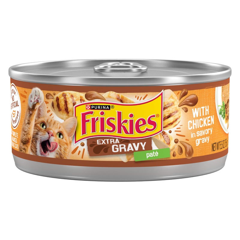 Friskies طعام قطط رطب من بيورينا فريسكيز بنكهة الصلصة، باتيه مع دجاج في صلصة لذيذة - (عبوة من 24) علب 5.5 أونصة. - Image 1