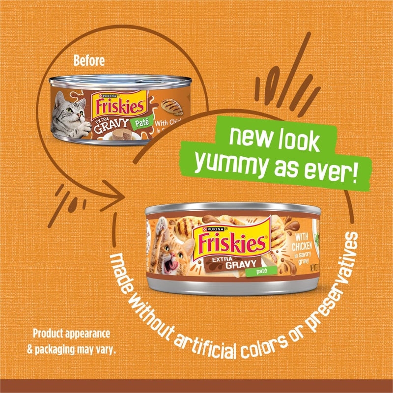 Friskies طعام قطط رطب من بيورينا فريسكيز بنكهة الصلصة، باتيه مع دجاج في صلصة لذيذة - (عبوة من 24) علب 5.5 أونصة. - Image 2