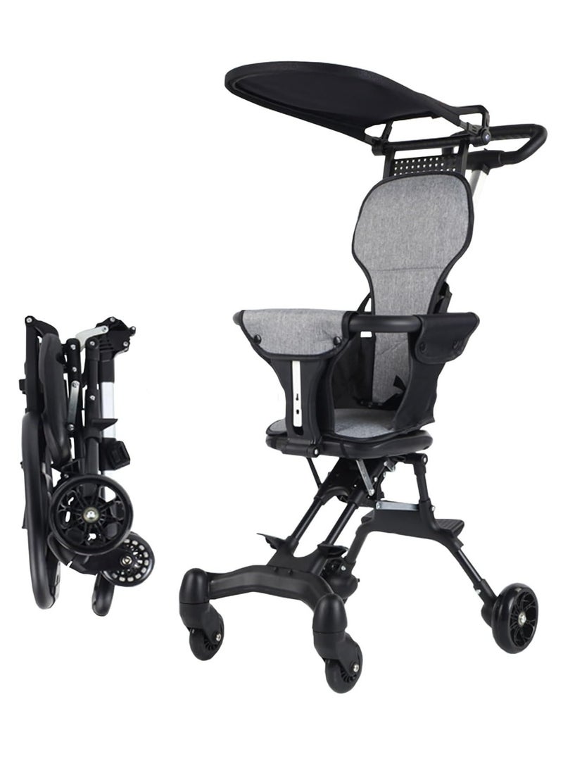 Baby Stroller Foldable Four-wheeled Child Stroller Lightly and easily Foldable Child Stroller Suitable For 1 To 5 Years Old High Landscape Auxiliary Baby Artifact GREY Color - Image 1