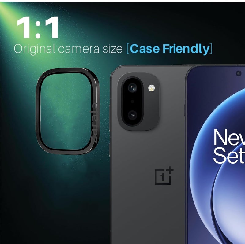 ZARALA Camera Lens Frame Glass Compatible with oneplus 15R Tempered Glass Aluminum Alloy Frame Individual Camera Lens Protector Cover Black - Image 2