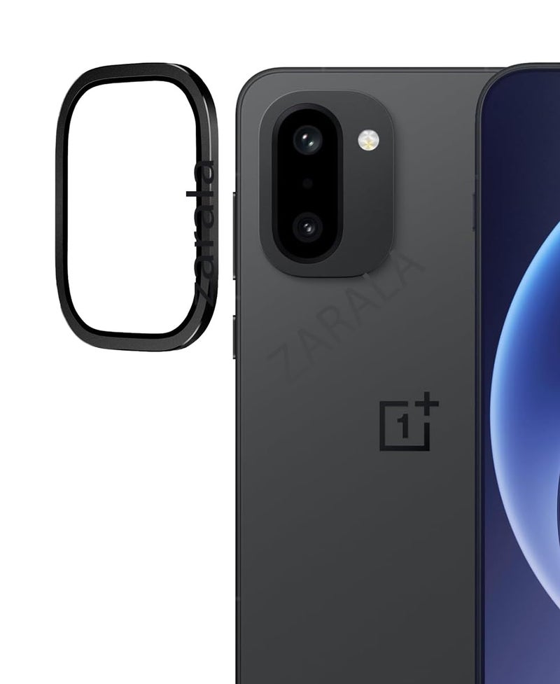 ZARALA Camera Lens Frame Glass Compatible with oneplus 15R Tempered Glass Aluminum Alloy Frame Individual Camera Lens Protector Cover Black - Image 1
