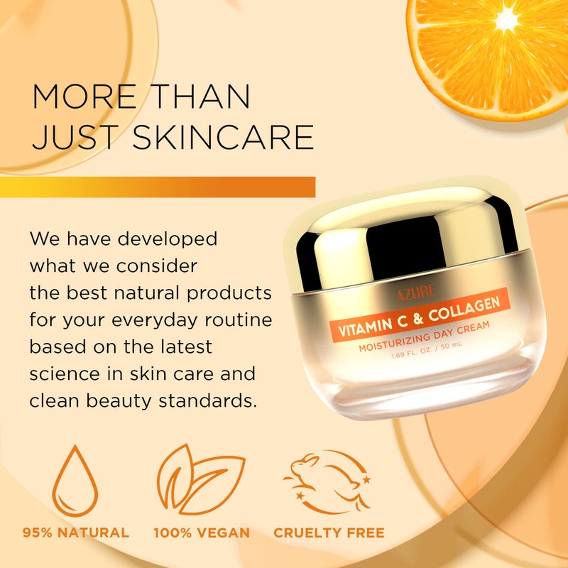 Azure Cosmetics Vitamin C & Collagen Face Moisturizer - Dermatologist Tested, Anti-Aging, Skin Tightening & Brightening, Clean, Cruelty-Free Face Cream - Korean Skin Care - All Skin Types - 1.69 fl oz - Image 4