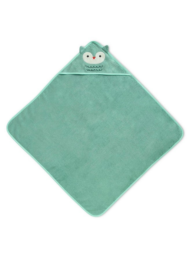 Delta Children Baby/Infant Hooded Bath Towel - Super Soft and Absorbent- Newborn Essential - Ideal Baby Registry/Shower Gift for Boys and Girls, Light Teal Owl - Image 1