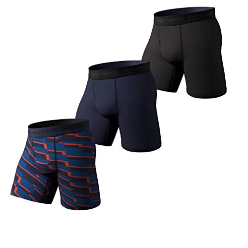 Pair of Thieves Super Fit Long Boxer Briefs for Men - Ultra Soft, Breathable, Quick-Dry Underwear 4-Way Stretch (3 Pack) Black/Blue - Image 1