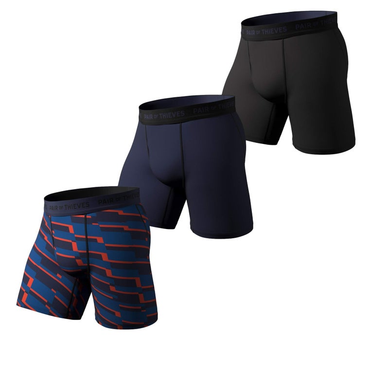 Pair of Thieves Super Fit Long Boxer Briefs for Men - Ultra Soft, Breathable, Quick-Dry Underwear 4-Way Stretch (3 Pack) Black/Blue - Image 5
