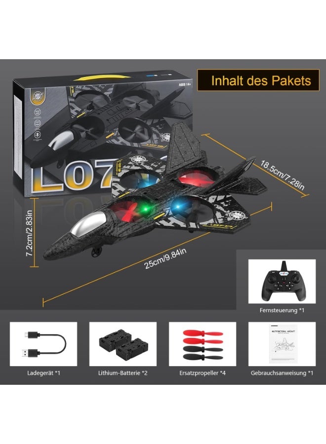 Remote Control Fighter Jet Drone Toy – 2.4GHz RC Plane with 6-Axis Gyro, EPP Foam, LED Lights, One-Key Takeoff, Hover Mode, 360° Flips – Indoor/Outdoor Fun for Kids & Beginners  - Image 2