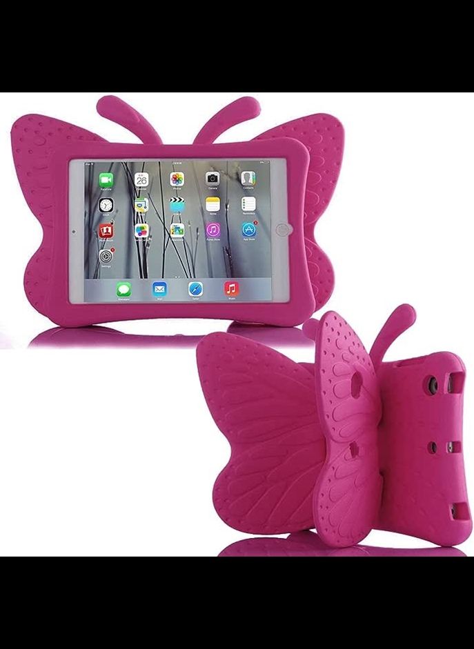 IAF Cute Butterfly Case for Kids Light Weight EVA Stand Shockproof Rugged Heavy Duty iPad Cover for Girl iPad 10.2 iPad 7th 8th 9th (Rose)