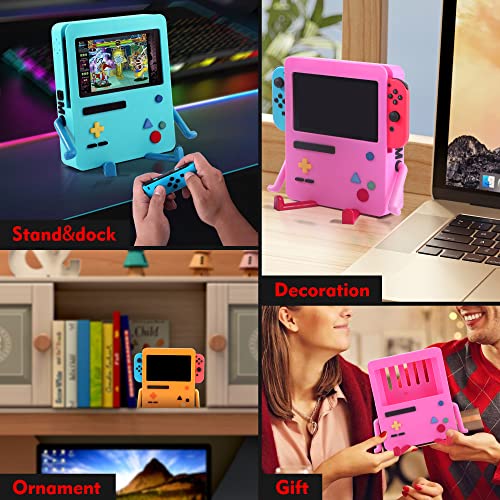 GRAPMKTG Charging Stand for Nintendo Switch OLED Accessories Portable Dock Compatible Cute Holder Playstand Video Game Room Decor Protector Gift Men Women Kids Boys Girls Adults Pink - Image 4