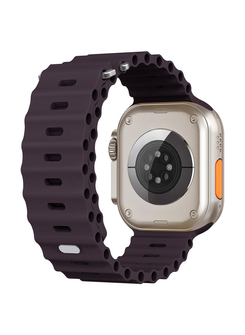 Color Fans - Soft Silicone Ocean Sports Strap Compatible Apple Watch 41mm 40mm 38mm for Men Women, Adjustible Watch Band for Apple Watch SE/Series 9/8/7/6/5/4/3/2/1 - Elderberry - Image 1