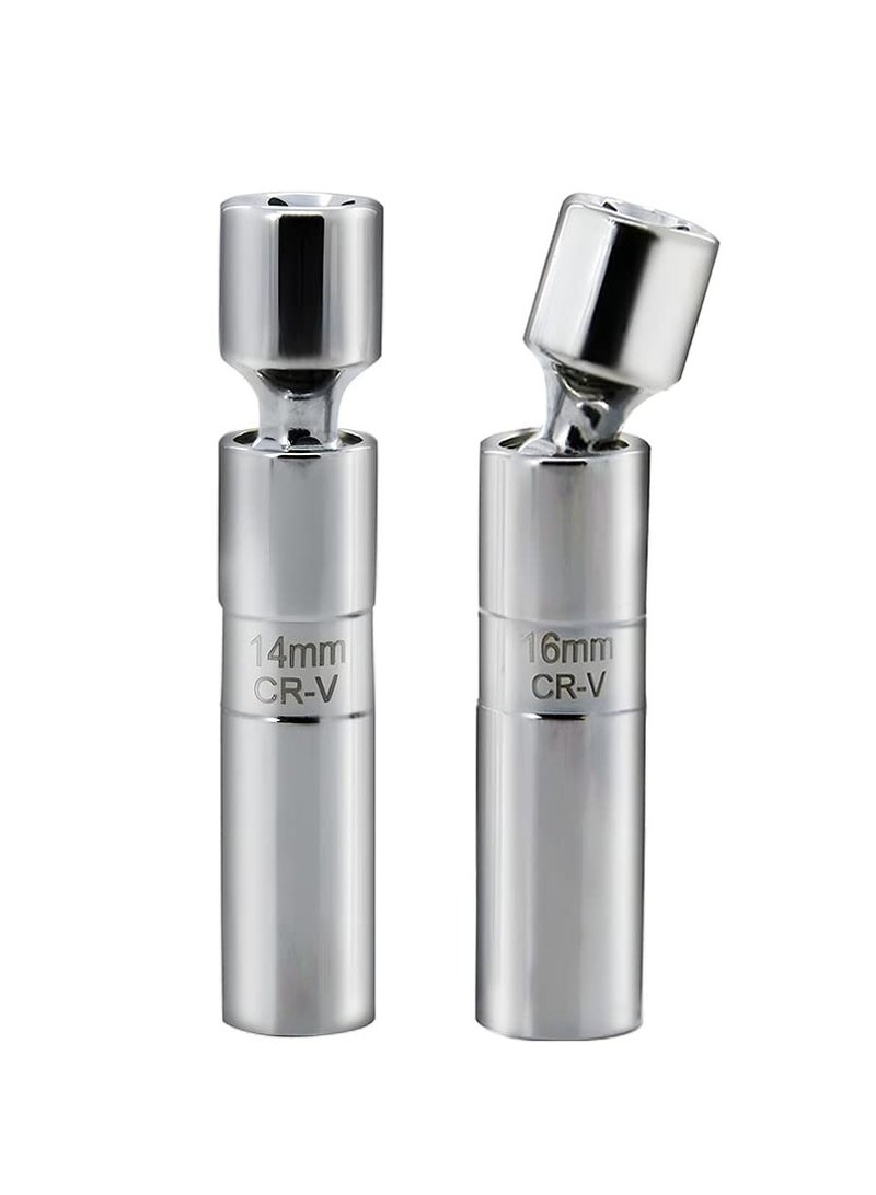 SYOSI Spark Plug Socket Set 14mm  16mm, Magnetic Swivel Thin Wall Tool, 3/8 Inch Drive, 12-Point Spark Plug Removal, Compatible with BMW, MINI, Car, Motorcycle, SUV, Nissan, and More - Image 1