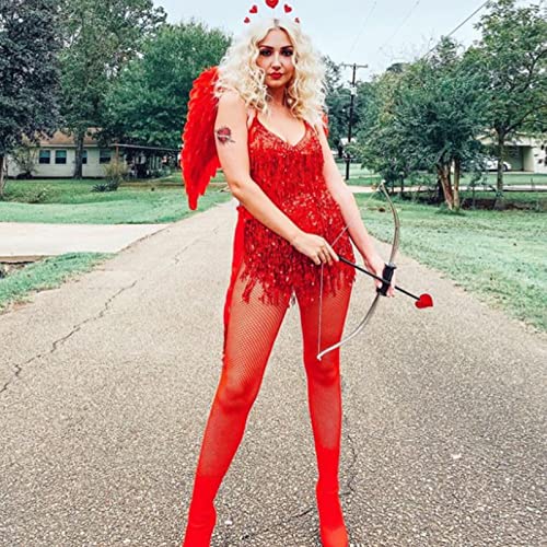 Fenyong Women's Sequin Tassel Skirts Sparkly Rave Fringe Hip Scarf for Festival Costume(Red) - Image 2