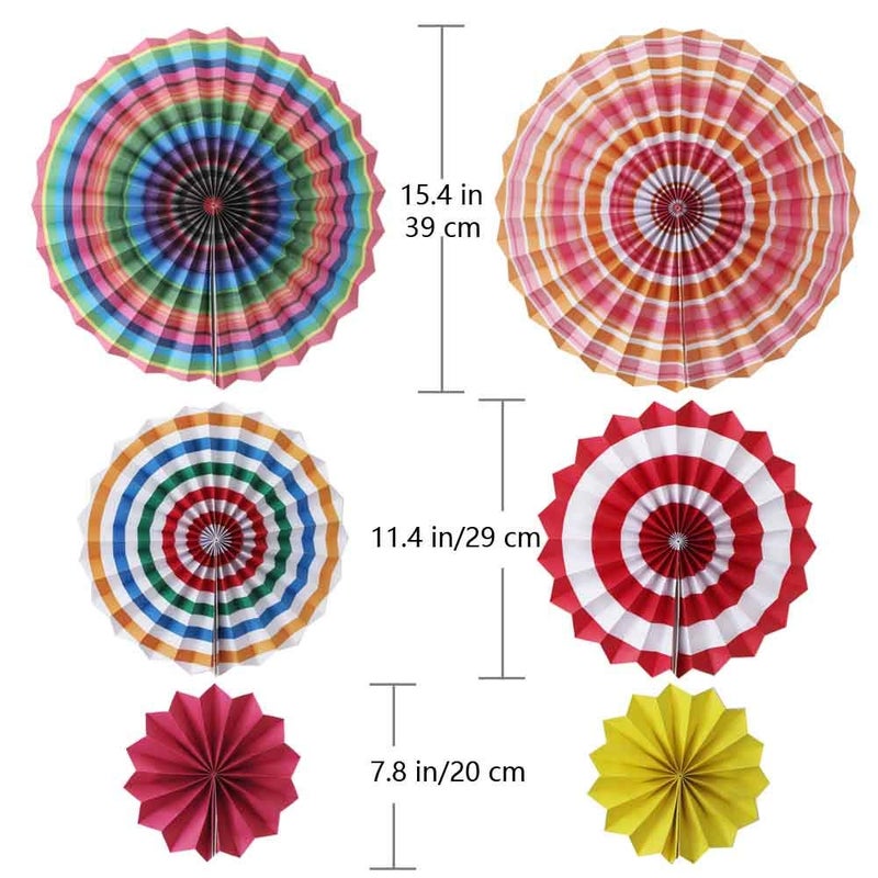 HOLA FIESTA Paper Fans Flower for CelebrationWeddingBirthdayCarnivalWelcome Party DecorationsColor3Set of 12 - Image 2