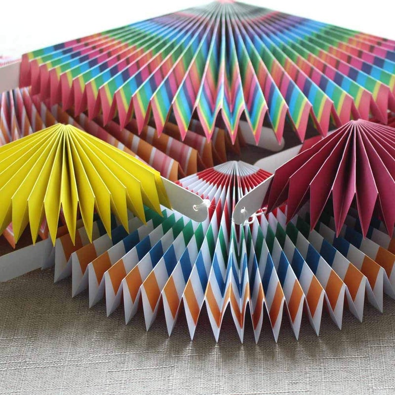 HOLA FIESTA Paper Fans Flower for CelebrationWeddingBirthdayCarnivalWelcome Party DecorationsColor3Set of 12 - Image 5
