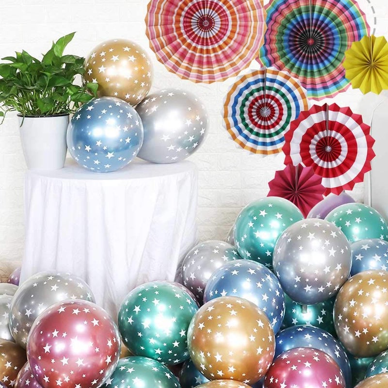 HOLA FIESTA Paper Fans Flower for CelebrationWeddingBirthdayCarnivalWelcome Party DecorationsColor3Set of 12 - Image 4