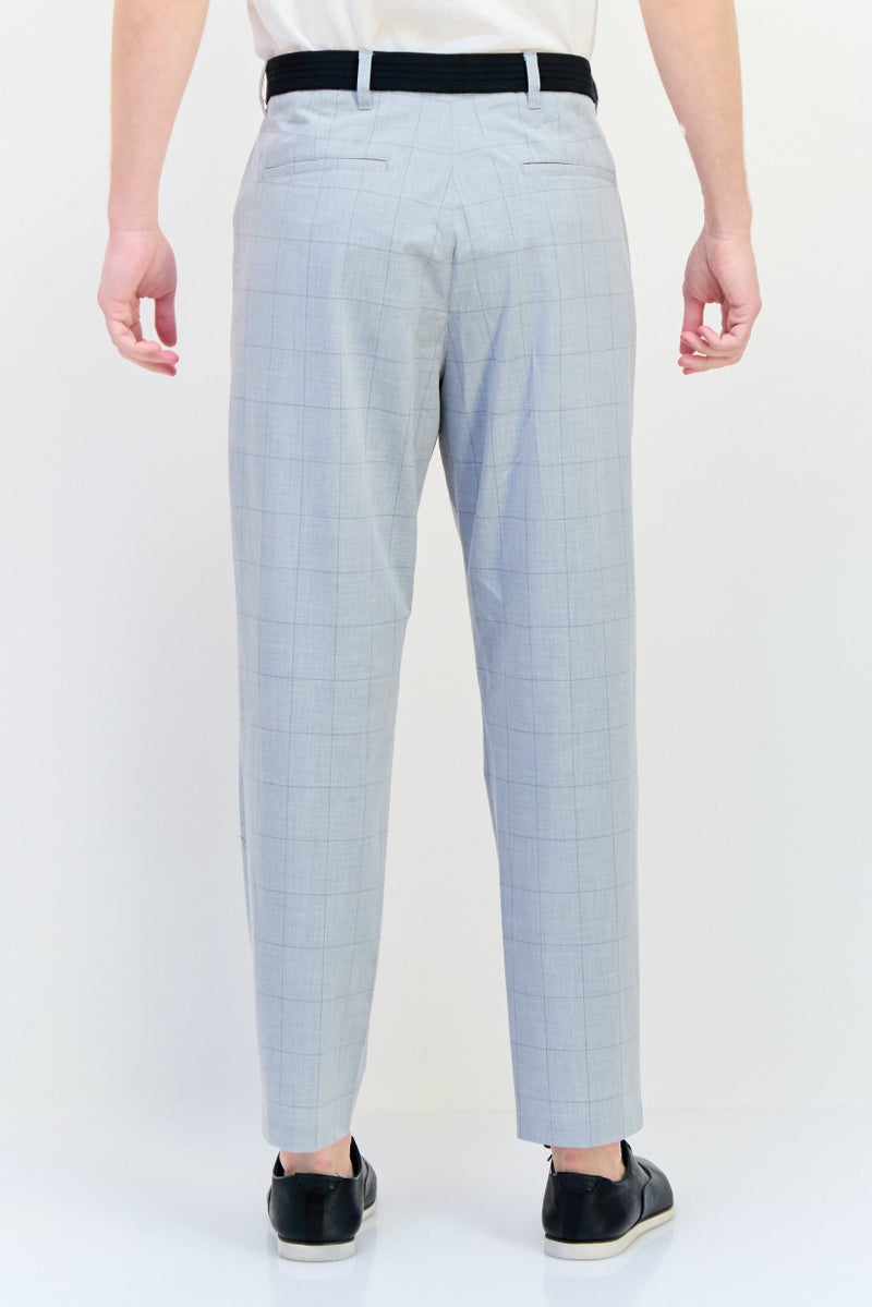 Celio بنطلون رسمي رجالي قابل للتمدد بتصميم مربعات، رمادي - Image 3