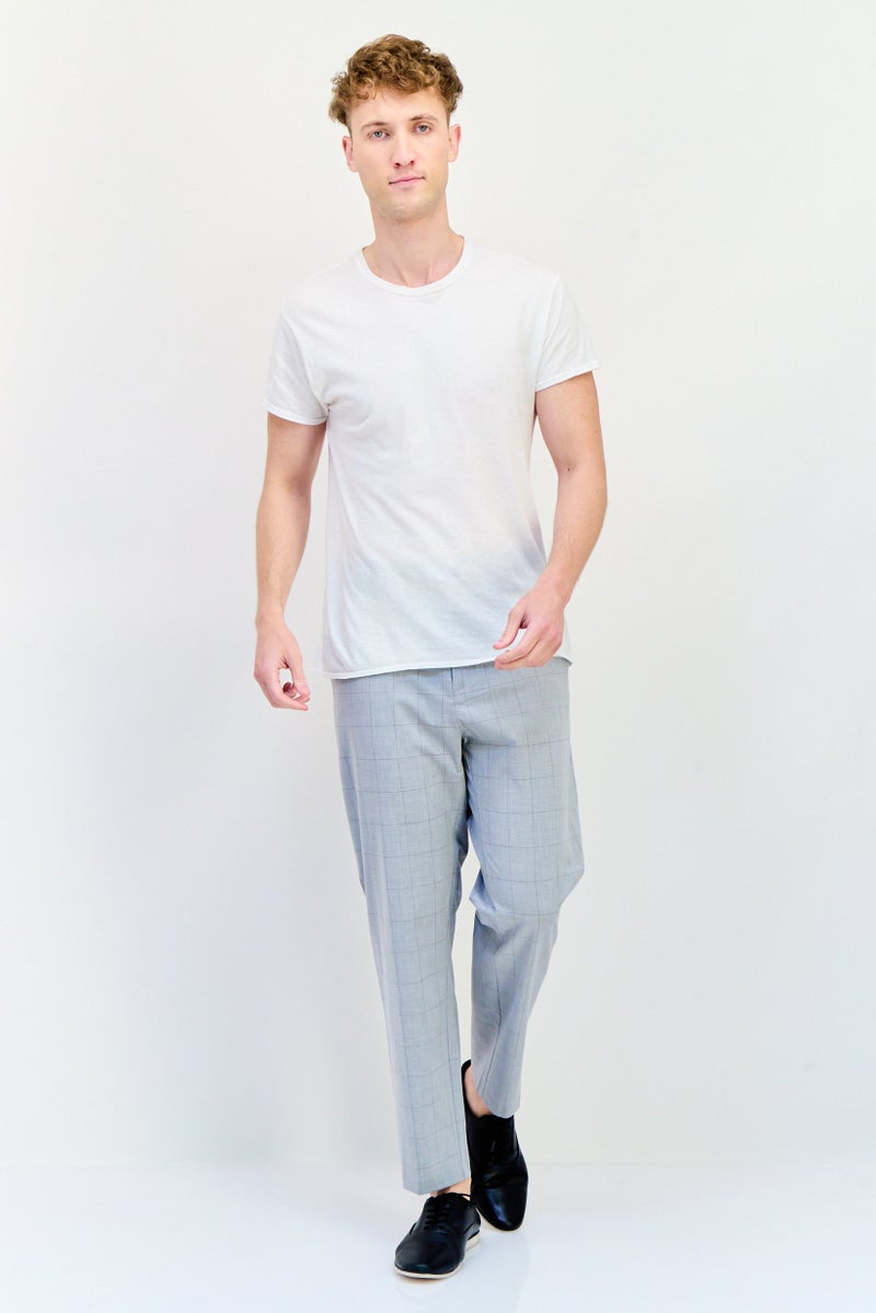 Celio بنطلون رسمي رجالي قابل للتمدد بتصميم مربعات، رمادي - Image 4