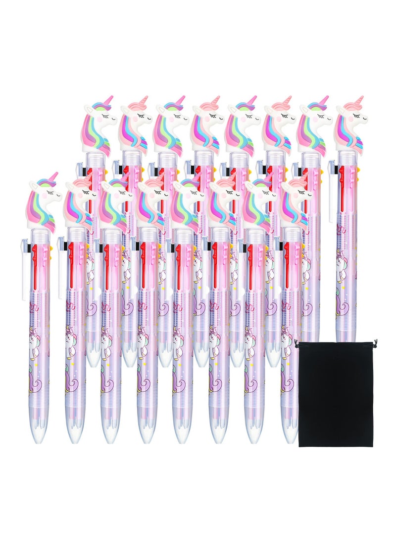 Excefore Multicolor Unicorn Pen, 16 Pcs Retractable Gel Ink Pen Unicorn Cute Pens 6 in 1 Multicolor Pen Unicorn Party Favors for Kids, Office, School Supplies - Image 1