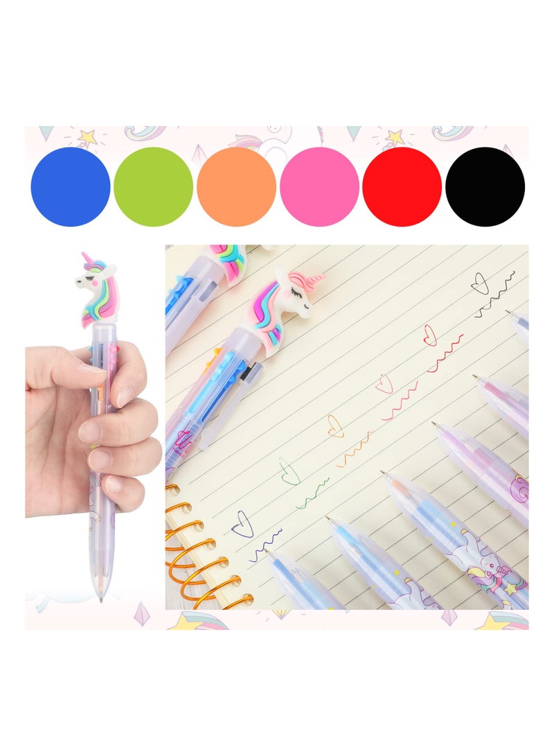 Excefore Multicolor Unicorn Pen, 16 Pcs Retractable Gel Ink Pen Unicorn Cute Pens 6 in 1 Multicolor Pen Unicorn Party Favors for Kids, Office, School Supplies - Image 3