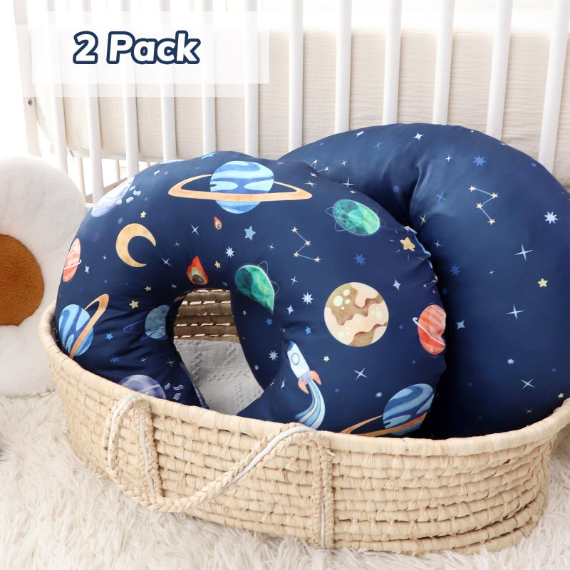 Pea Pod Nursing Pillow Cover 2 Pack Soft & Adorable Slipcovers for Breastfeeding Pillows, Comfortable Stretchy Feeding Pillow Covers for Baby Girls Boys Newborn, Removeable Pillow Case (Outer Space) - Image 2
