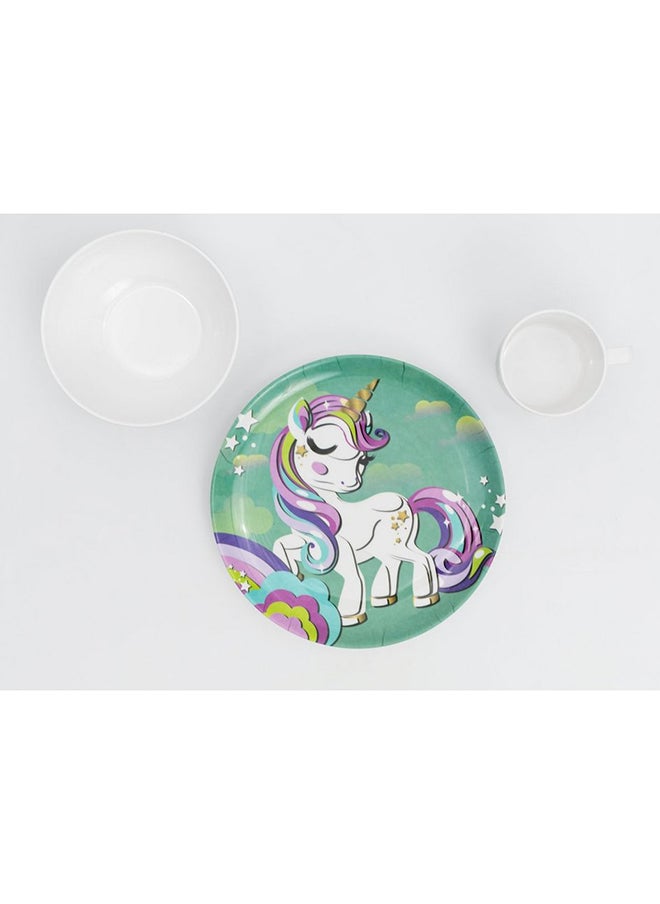 Bright Designs Kids 3 pieces Melamine Set Unicorn K4 